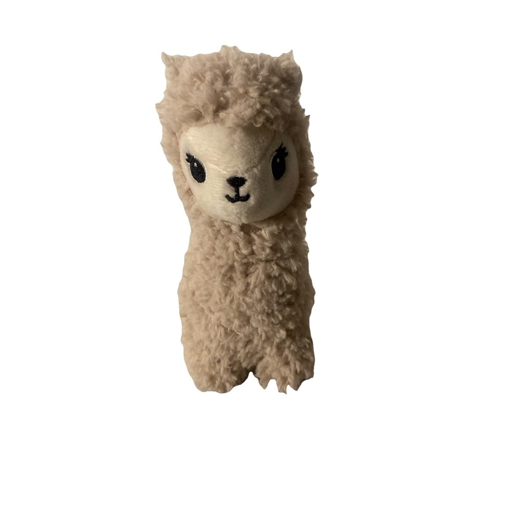 H&M Home Llama Alpaca Beige Gray Fluffy Curly Fur Eyelashes Stuffed Plush 8" Toy